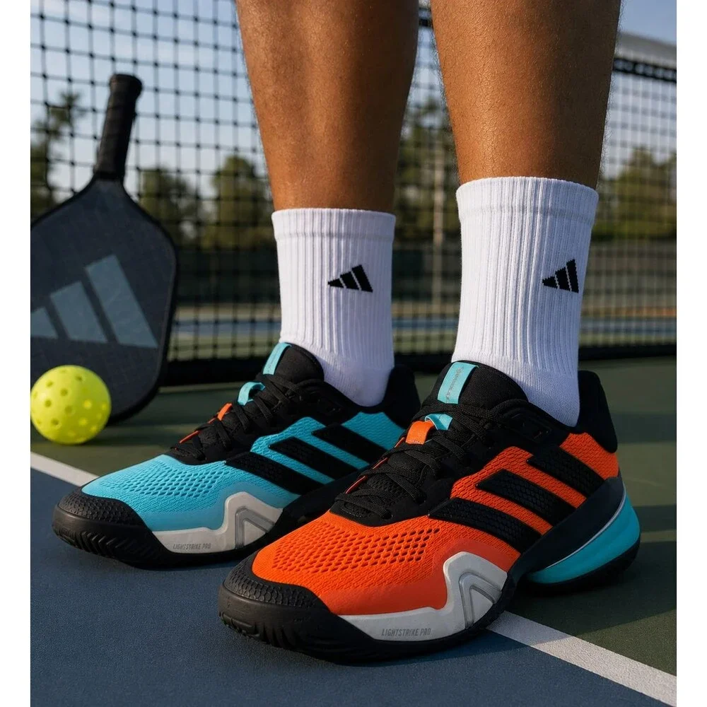 Adidas Barricade 14M Tennis Pickleball Shoes Mens 11 Aqua Orange Black JR1742